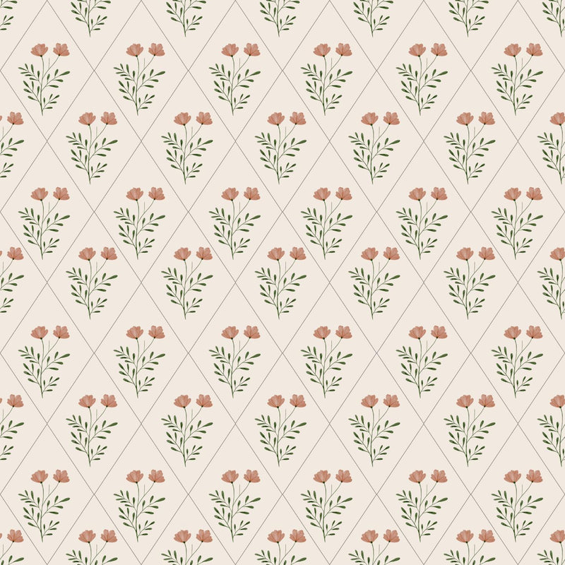 BF Polyester Diamond Floral - BF1003 Beige - Dress & Apparel Fabric