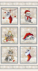 BLK A Purr-fect Holiday Season Panel - 4068P-48 Gray - Cotton Fabric