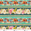 BLK Birds & Blooms Stripe W/ Birds & Flowers - 4617-72 Multi - Cotton Fabric