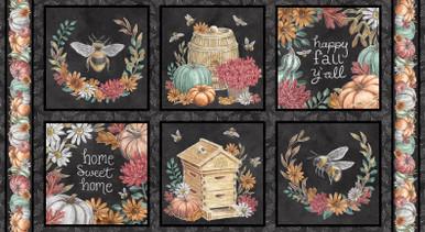 BLK Late Summer Harvest Panel - 3305-99 Charcoal - Cotton Fabric