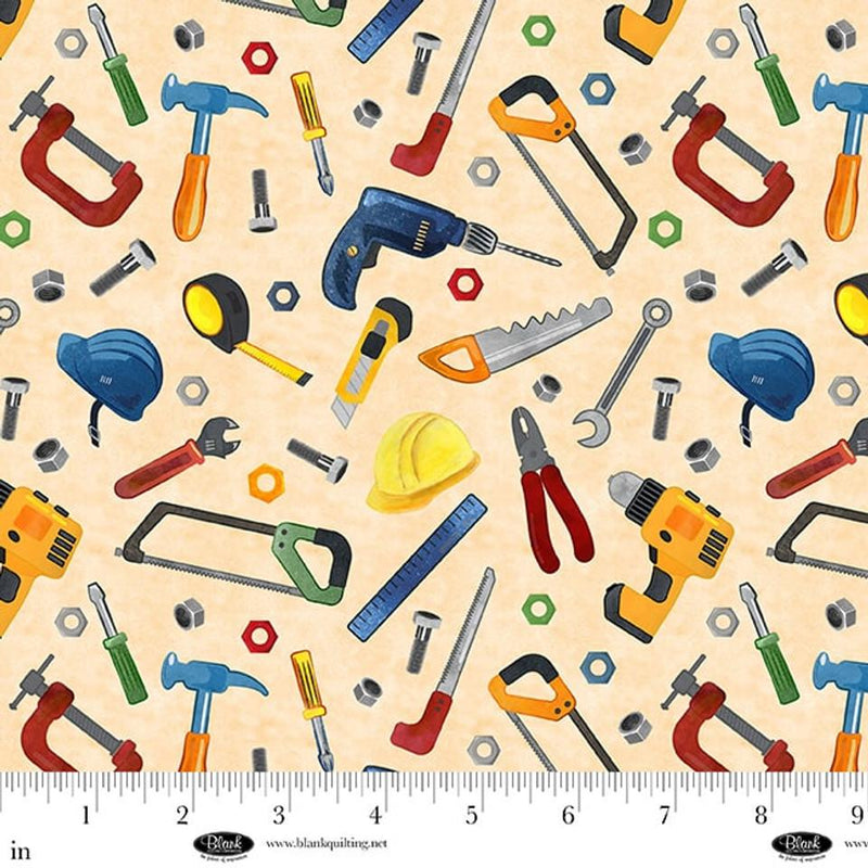 BLK Let's Get Building - 4396-41 Peach - Cotton Fabric