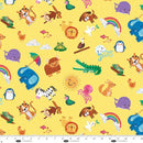 BLK Noah & Friends Allover Characters - 4585-33 Yellow - Cotton Fabric