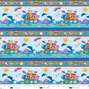 BLK Noah & Friends Border Stripe - 4586-11 Light Blue - Cotton Fabric