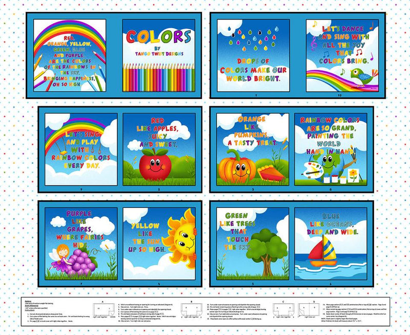 BLK Storytime Book Panel - 4223P-77 Blue - Cotton Fabric