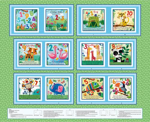 BLK Zoo Crew Book Panel - 3871P-66 Sage - Cotton Fabric