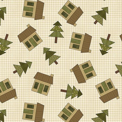 BTX A Moose in the Woods Cabin - 16339-07 Natural - Cotton Fabric