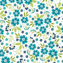 BTX Among The Wildflowers II Poppies - 17101-24 Aqua - Cotton Fabric