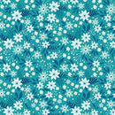 BTX Among The Wildflowers II Primrose - 17102-84 Teal - Cotton Fabric