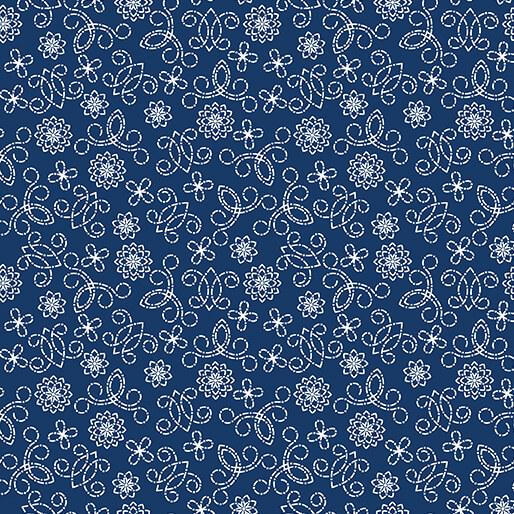 BTX Among The Wildflowers II Tin Lantern - 17105-11 Indigo - Cotton Fabric
