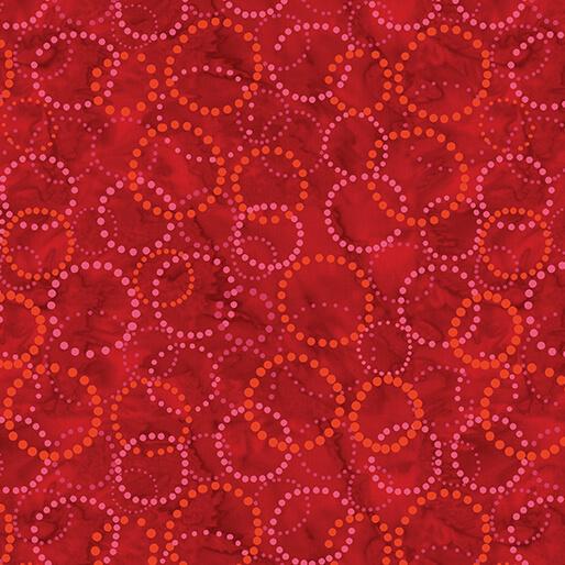 BTX Bali Effects Circle Dots - 16704-10 Red - Cotton Batik Fabric