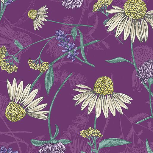 BTX Bee Haven Meadow Toss - 16409-65 Plum - Cotton Fabric