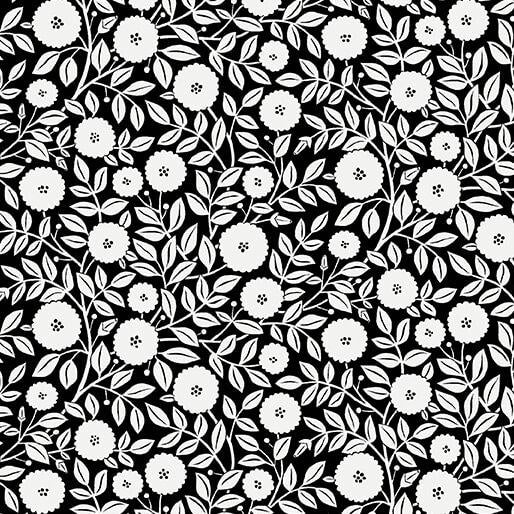 BTX Black, White And Bloom Pamela - 16674-90 Black/White - Cotton Fabric