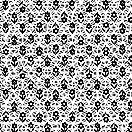 BTX Black, White And Bloom Trudy - 16676-90 Black/White - Cotton Fabric
