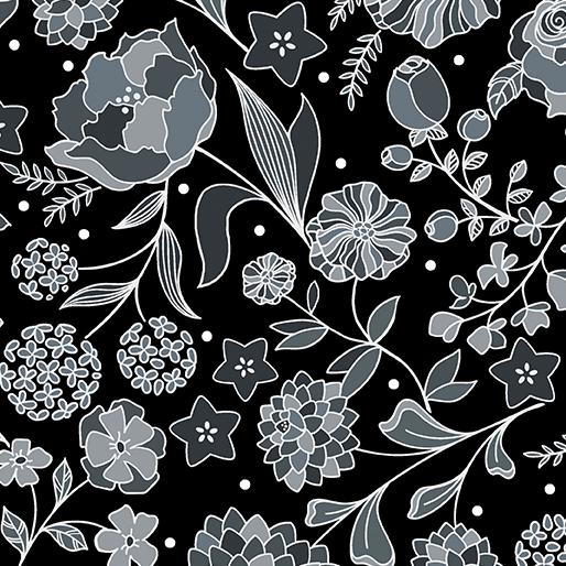 BTX Botanica - 13682-13 Charcoal - Cotton Fabric