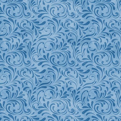 BTX Butterfly Calypso Shadow Scroll - 14877-55 Blue - Cotton Fabric