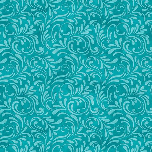 BTX Butterfly Calypso Shadow Scroll - 14877-84 Teal - Cotton Fabric