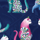 BTX Cat's Meow Allover - 16947P-58 Navy/Multi - Cotton Fabric