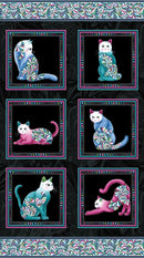 BTX Cat's Meow Panel - 16944P-12 Black/Multi - Cotton Fabric