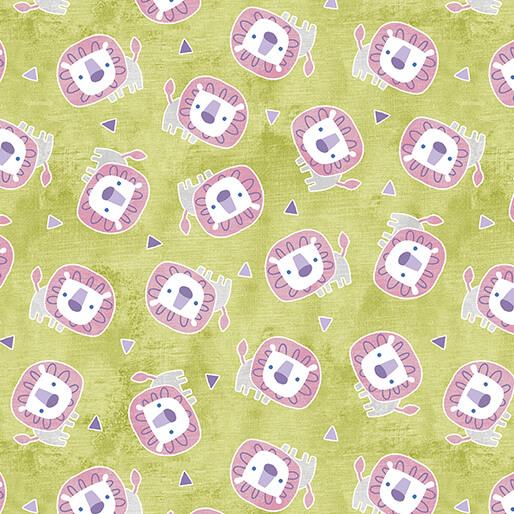 BTX Chalk Baby Flannel Lion And Triangles - 16333F-40 Lime - Cotton Flannel Fabric