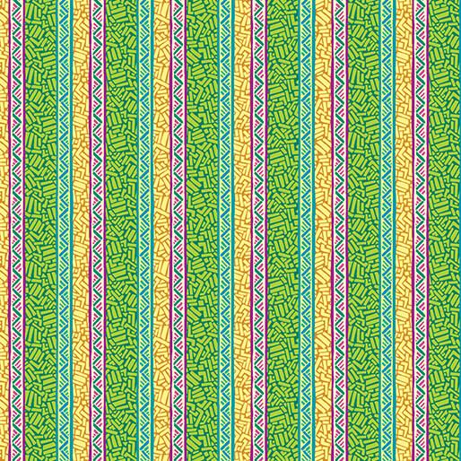 BTX Cheeto's World Ziggy Stripe - 17205-40 Green  - Cotton Fabric
