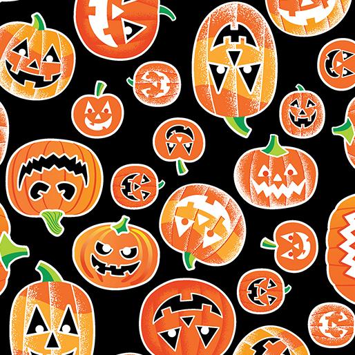 BTX Chills & Thrills Spooky Pumpkins - 14611G-12 Black - Cotton Fabric