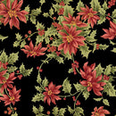 BTX Christmas At Home Noel Poinsettia - 16719M-12 Black - Cotton Fabric