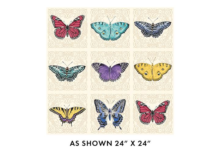 BTX Circle Of Butterflies Butterfly Nouveau Panel - 16640P-07 Cream/Multi - Cotton Fabric