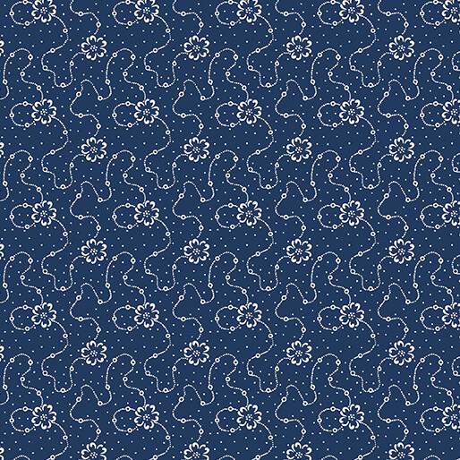BTX Classic Keepsakes In Blue Calico Floral - 14655-55 Navy Blue - Cotton Fabric