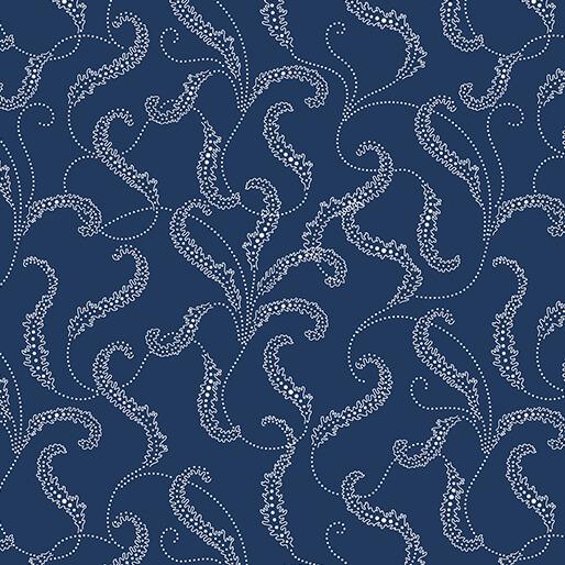 BTX Classic Keepsakes In Blue Filigree Scroll - 14653-55 Navy Blue - Cotton Fabric