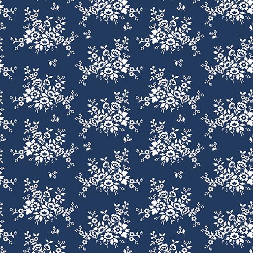 BTX Classic Keepsakes In Blue Mini Floral Bouquet - 14651-55 Navy Blue - Cotton Fabric