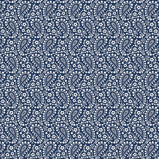 BTX Classic Keepsakes In Blue Paisley Floral - 14650-55 Navy Blue - Cotton Fabric