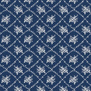 BTX Classic Keepsakes In Blue Rose Trellis - 14648-55 Navy Blue - Cotton Fabric