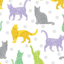 BTX Cozy Cats Kitty Sunshine - 16357-09 White/Multi - Cotton Fabric