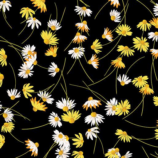 BTX Delightful Daisies Daisy Dreams - 14836-12 Black - Cotton Fabric
