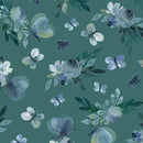 BTX Enchanted Florals Enchanted Butterfly Garden - 16391-85 Dark Teal - Cotton Fabric