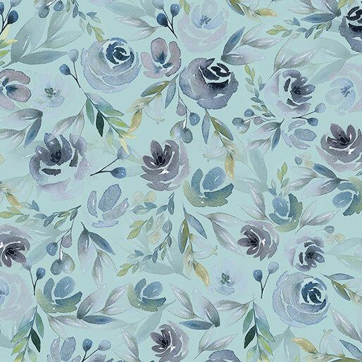 BTX Enchanted Florals Enchanted Floral Rose - 16390-84 Turquoise  - Cotton Fabric
