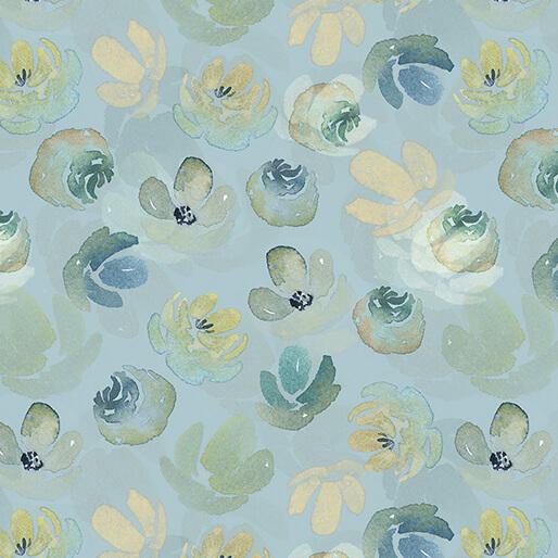 BTX Enchanted Florals Enchanted Floral Toss - 16393-84 Turquoise - Cotton Fabric