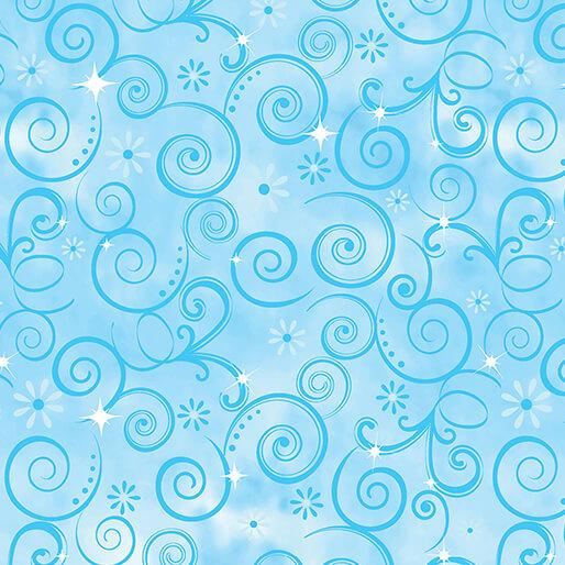 BTX Fairytale Dreams Dazzling Swirls - 14529-54 Light Blue - Cotton Fabric