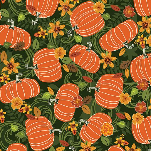 BTX Gather Together Pumpkin Harvest - 14462-44 Green - Cotton Fabric