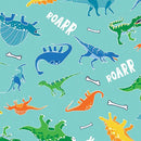 BTX Glow-O-Saurus - 12973G-80 Dino Friends Aqua - Cotton Fabric