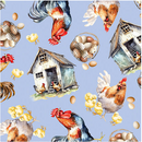 BTX Green Acres Henhouse - 15339-54 Blue - Cotton Fabric