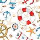BTX High Tides Nautical Adventure - 1467709B White - Cotton Fabric