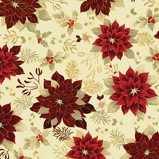 BTX Holiday Tidings Holiday Garden - 14915M-07 Cream - Cotton Metallic Fabric