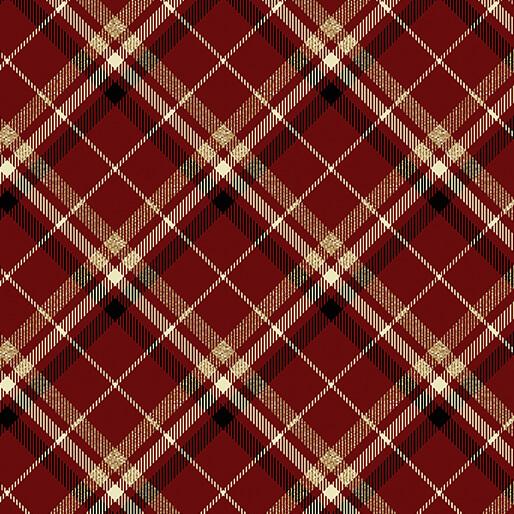 BTX Holiday Tidings Plaid - 14914M-87 Burgundy - Cotton Metallic Fabric