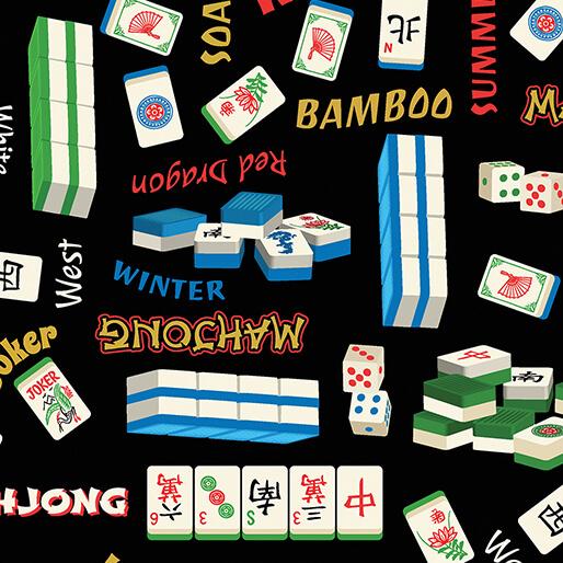 BTX Let's Play Mahjong - 14811-12 Black  - Cotton Fabric