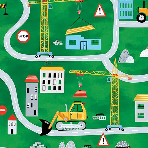 BTX Little Builder Construction Zone - 14634-44 Green - Cotton Fabric