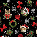 BTX Merry Cats Toss - 16774-12 Black/Multi - Cotton Fabric