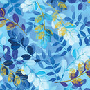 BTX Metallic Impressions Ethereal Leaves - 14064M-50 Light Blue - Cotton Metallic Fabric