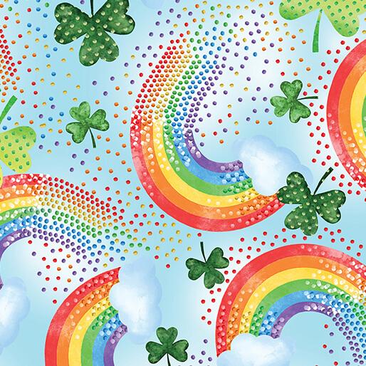 BTX Shamrocks & Shenanigans Lucky Rainbows - 14701-50 Light Blue - Cotton Fabric