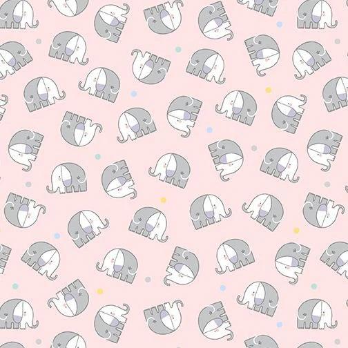 BTX Snuggle in the Jungle Flannel Baby Elephant - 10445F-21 Pink - Cotton Flannel Fabric